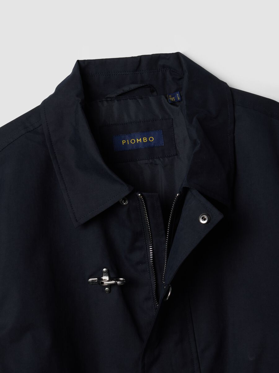 Blue padded cotton-blend jacket with zip_1