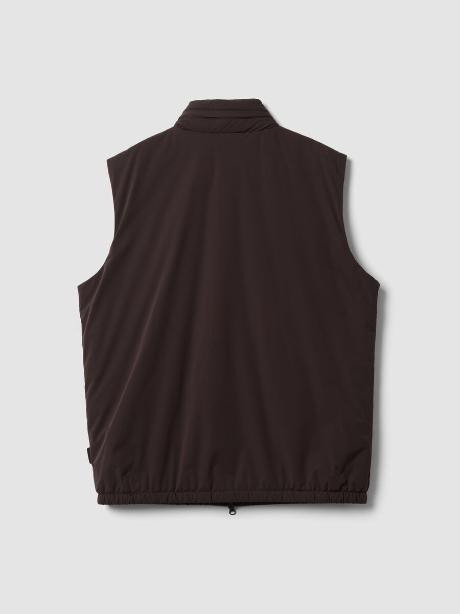 Brown stretch-fabric gilet with zip_5