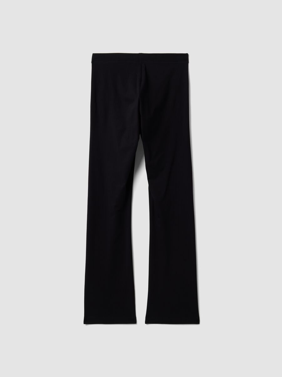 Black flared leggings in stretch cotton_2