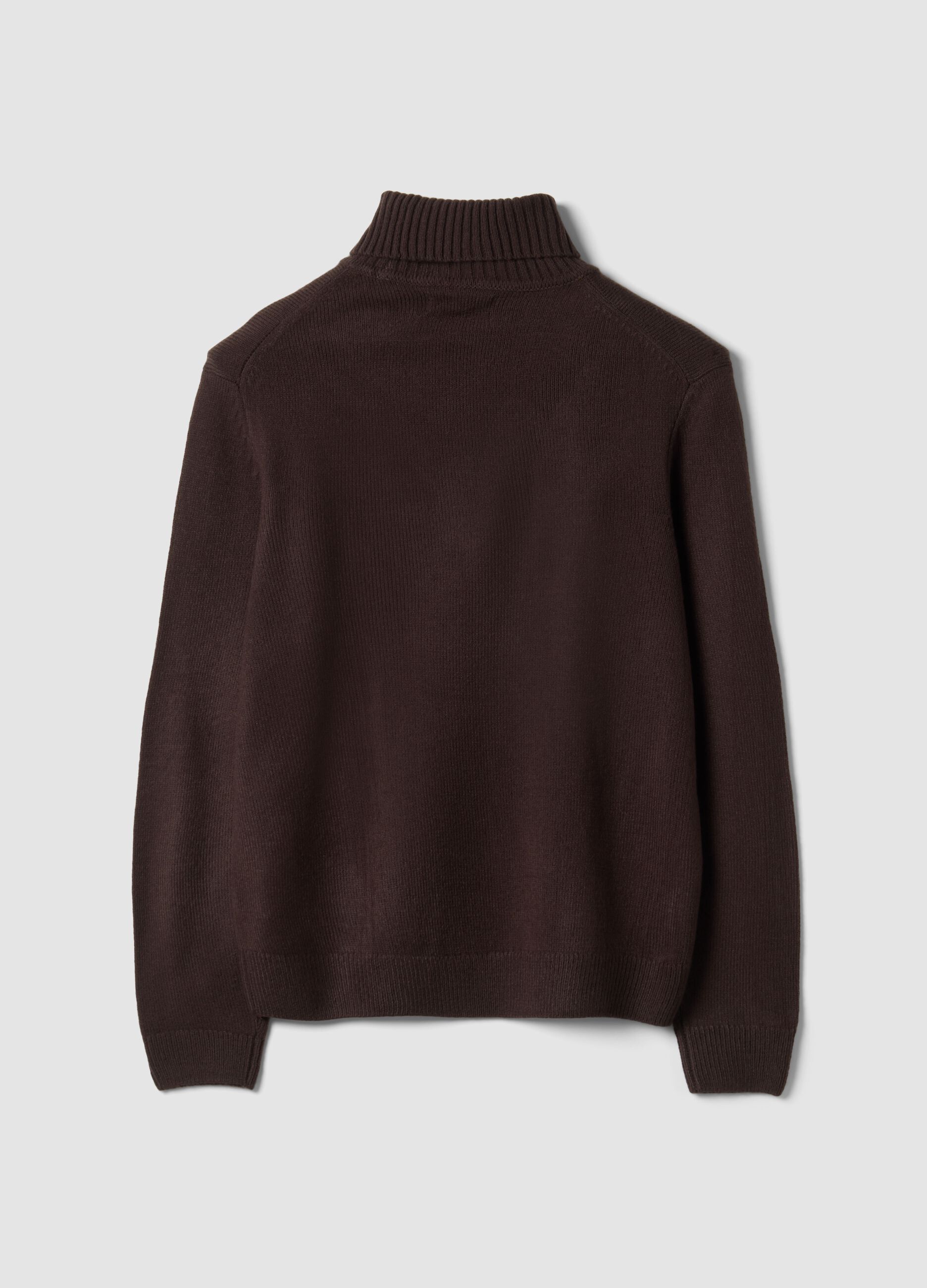 Maglia marrone a dolcevita regular fit in jersey knit