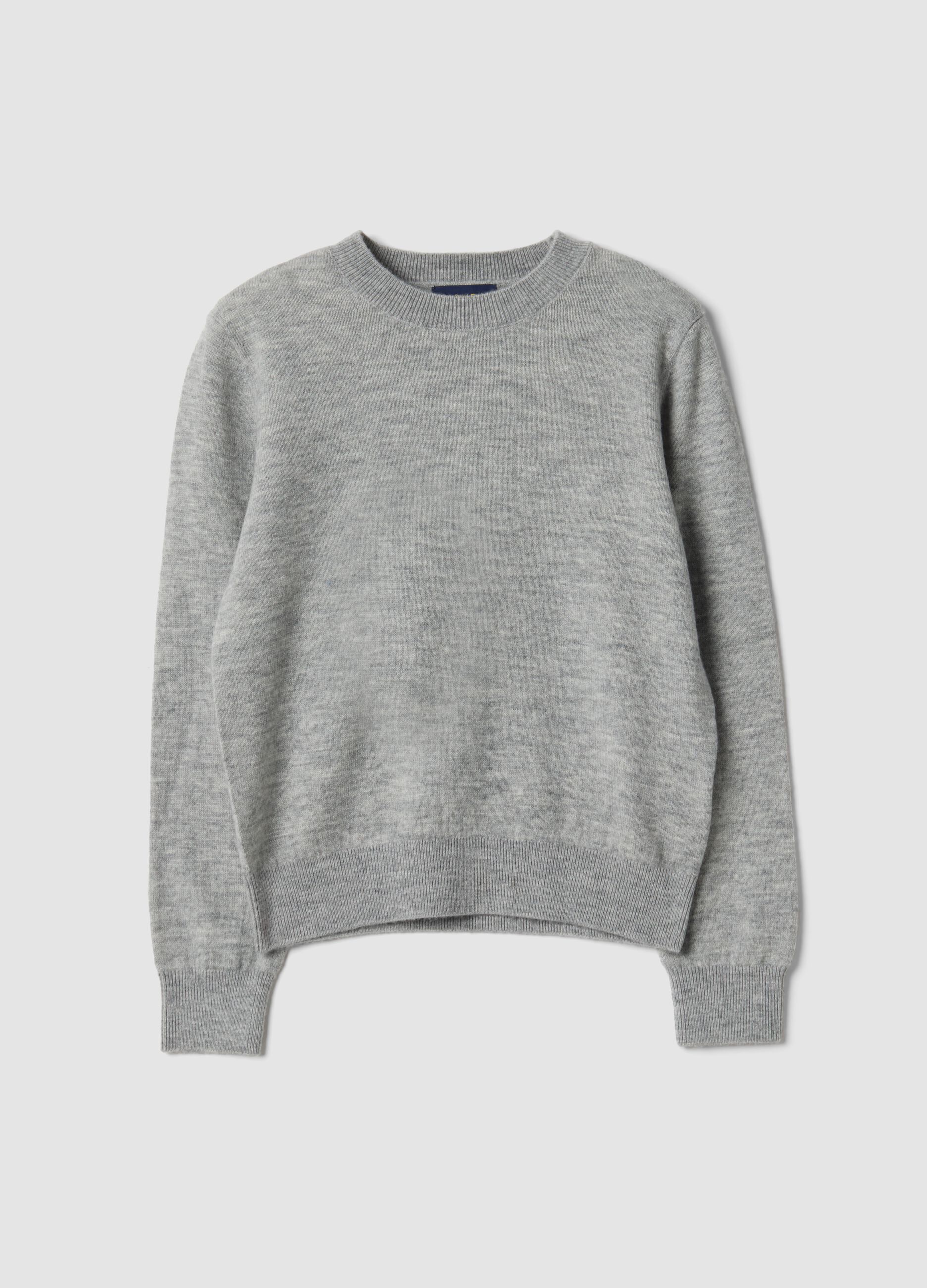 Maglione grigio in pura lana a maniche lunghe regular fit