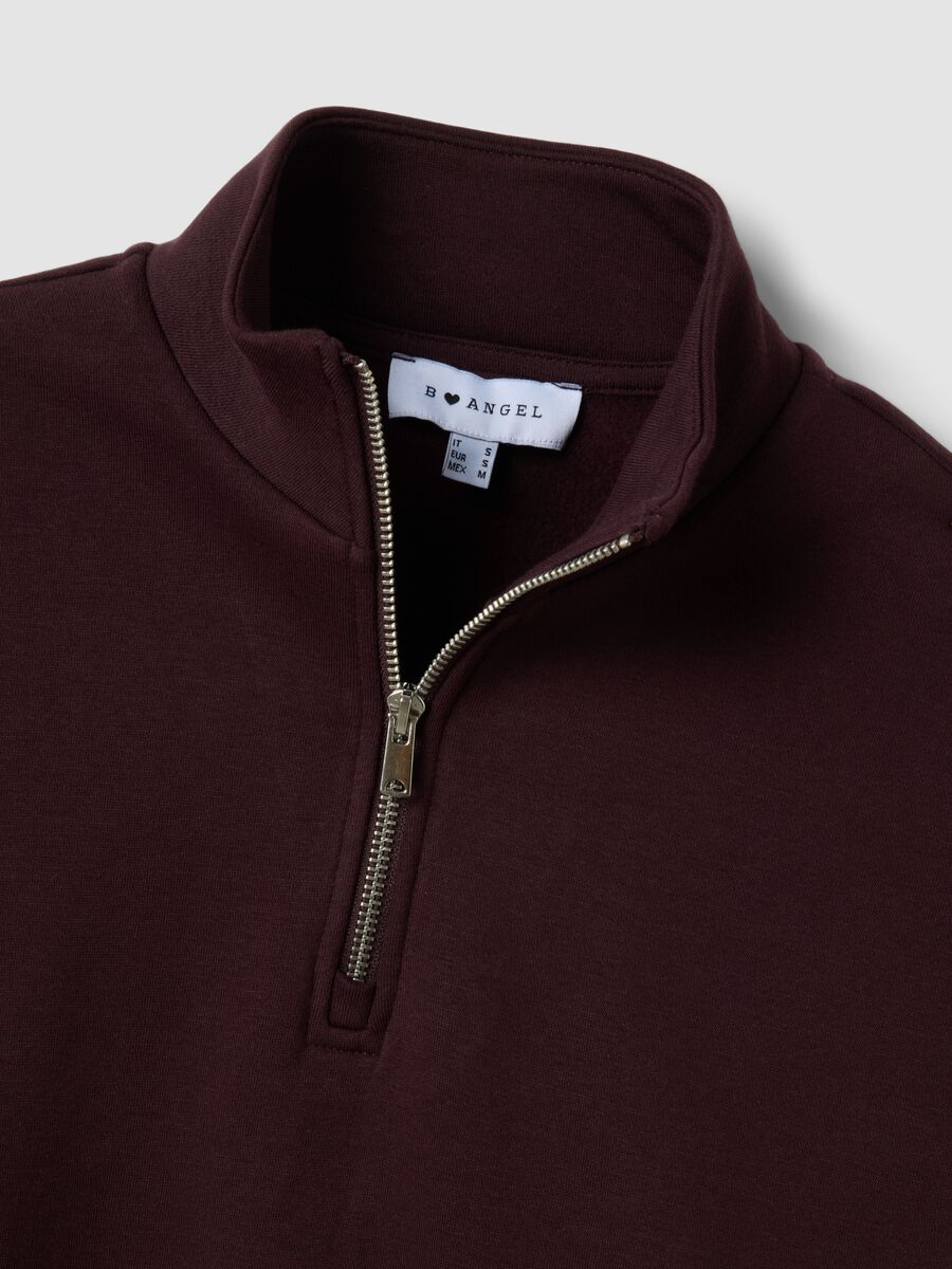 Purple cotton-blend layered half-zip sweatshirt, regular fit_1
