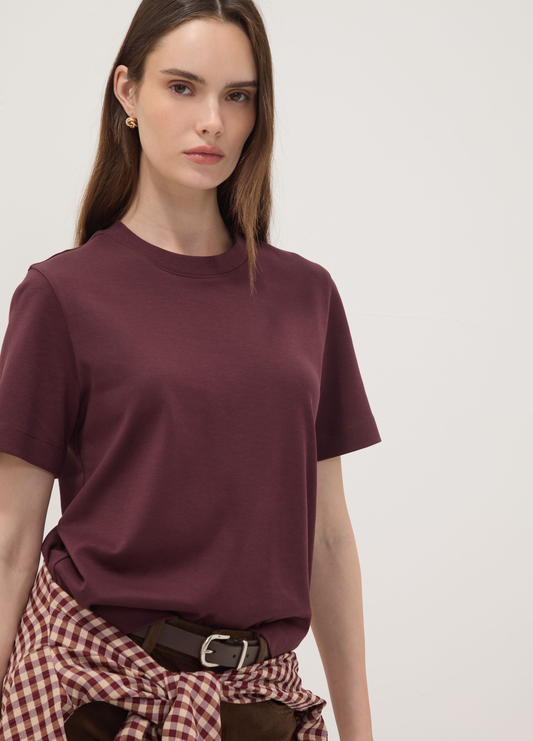 تي شيرت The Iconic Tee بنفسجي من قطن خالص بقصّة مريحة