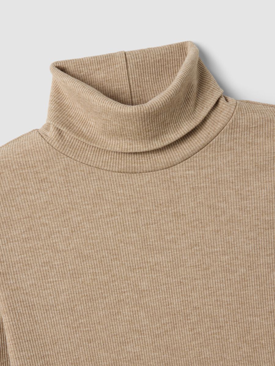 Beige stretch viscose crew-neck jumper, regular fit_1