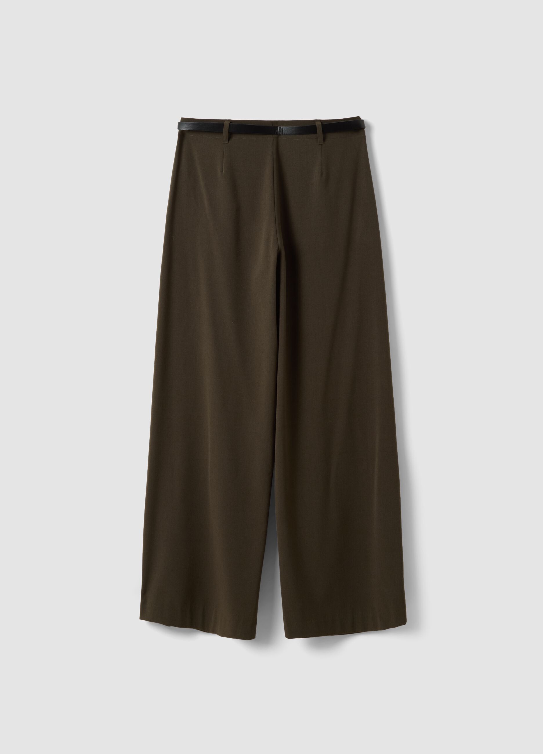 Brown wide-leg stretch viscose trousers
