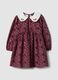 Burgundy red crew-neck pure cotton dress, regular fit_0