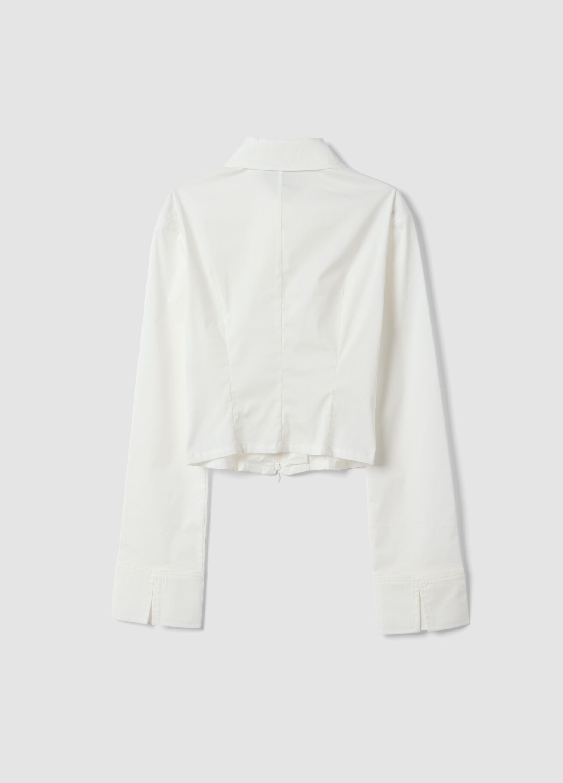 Fitted Full-zip Shirt White
