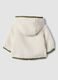 White padded teddy jacket with hood and zip_1