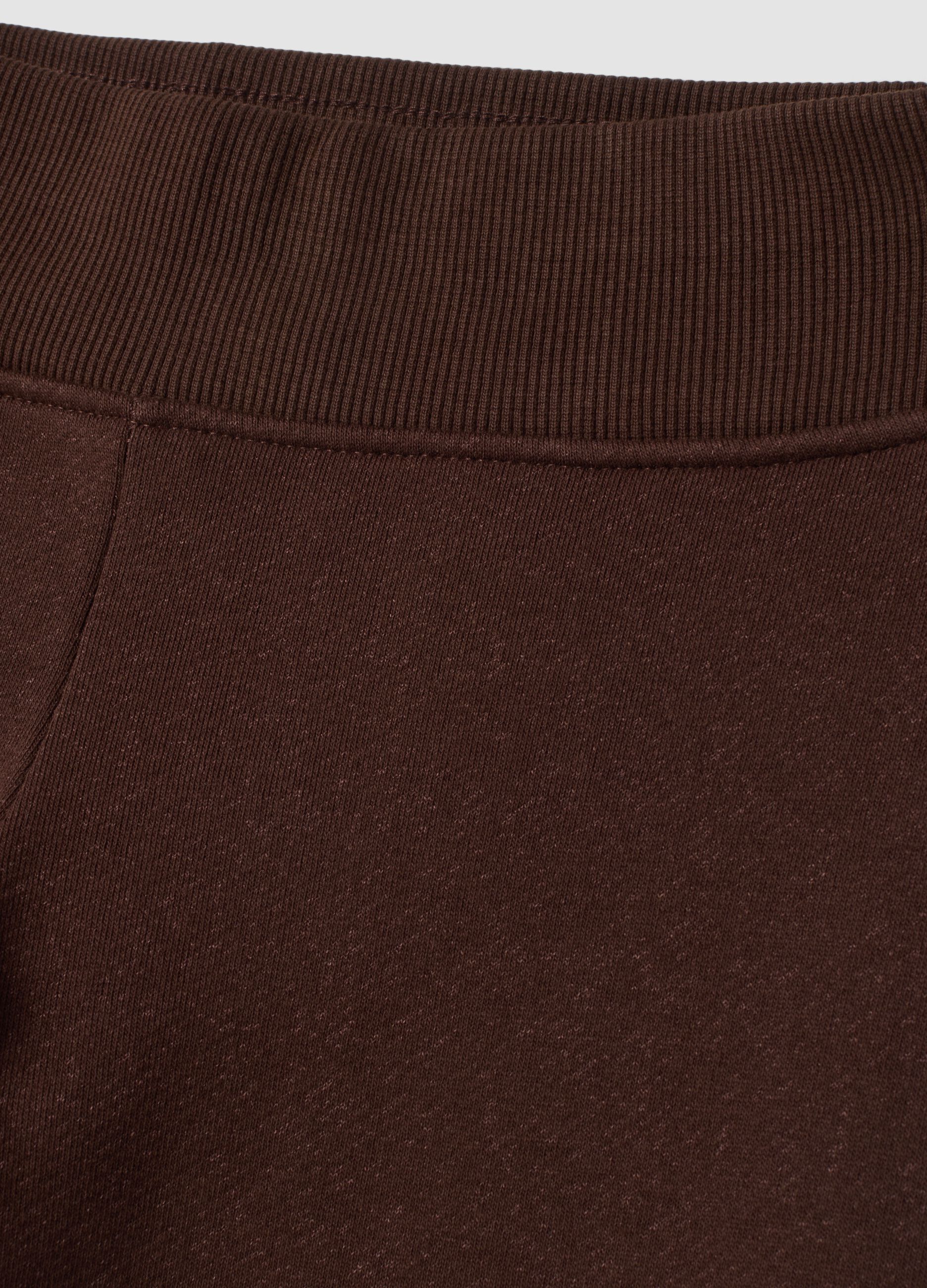 Brown flared stretch-cotton trousers