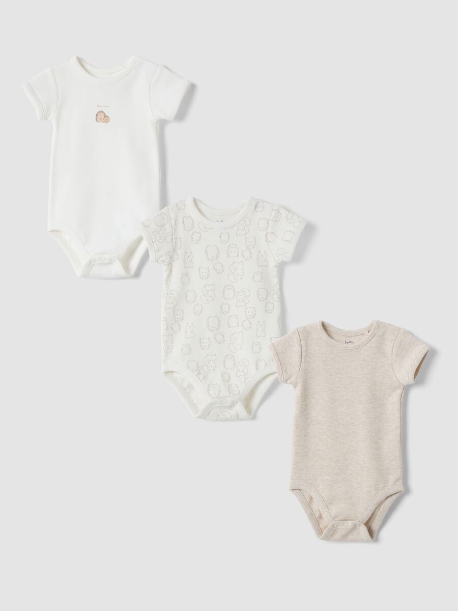 3-pack of multicolour organic cotton crew-neck bodysuits with print_0