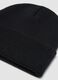 Berretto nero in maglia jersey con risvolto_1