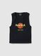 Black cotton blend regular fit tank top with Hard Rock Cafe logo_4