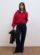 Red cotton-blend V-neck sweatshirt with oversized fit_2
