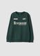 Green organic cotton sweatshirt with varsity print_0