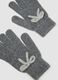 Grey wool-blend gloves with knitted bow detail_1