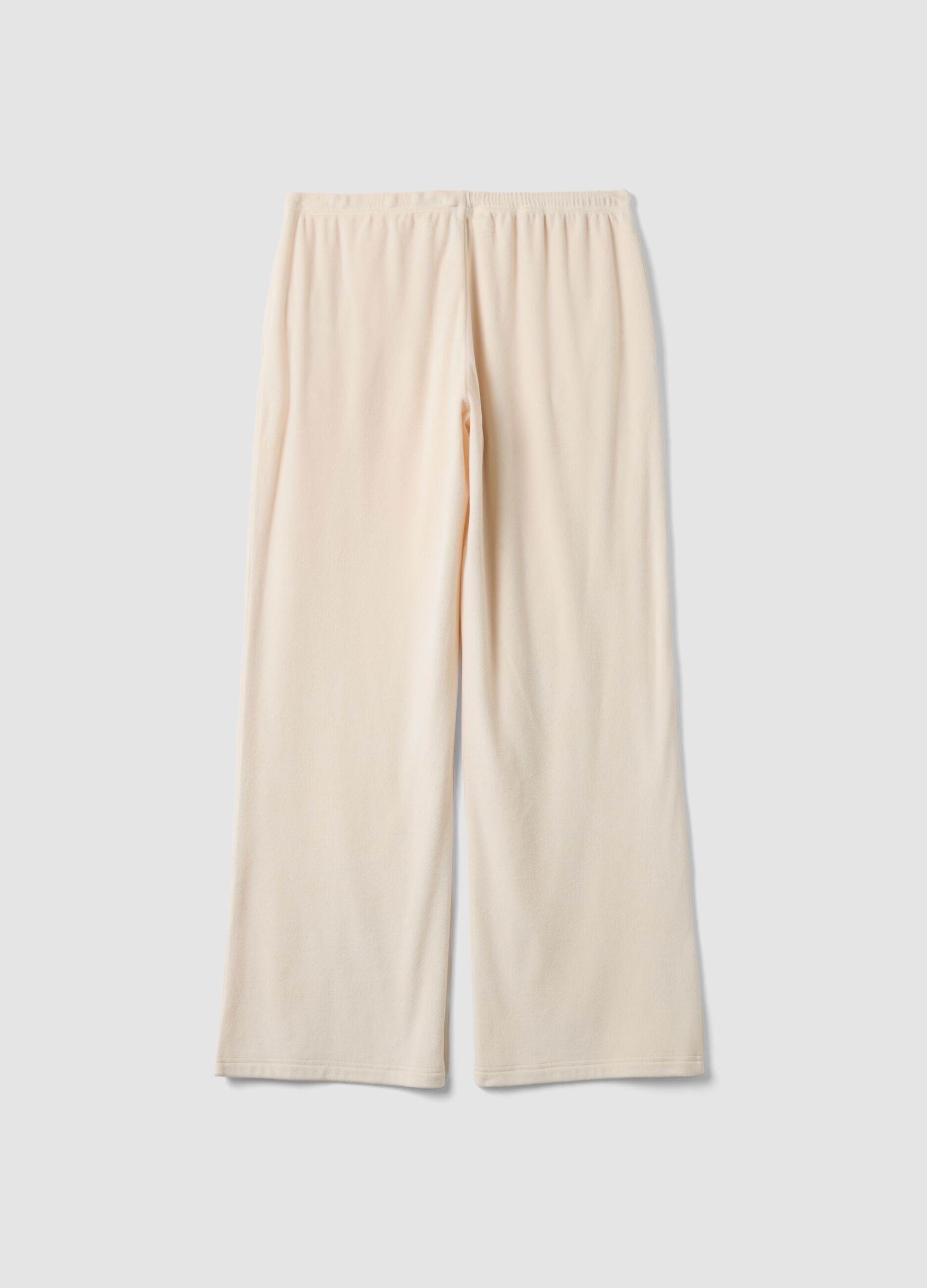 White stretch chenille pyjama trousers, regular fit