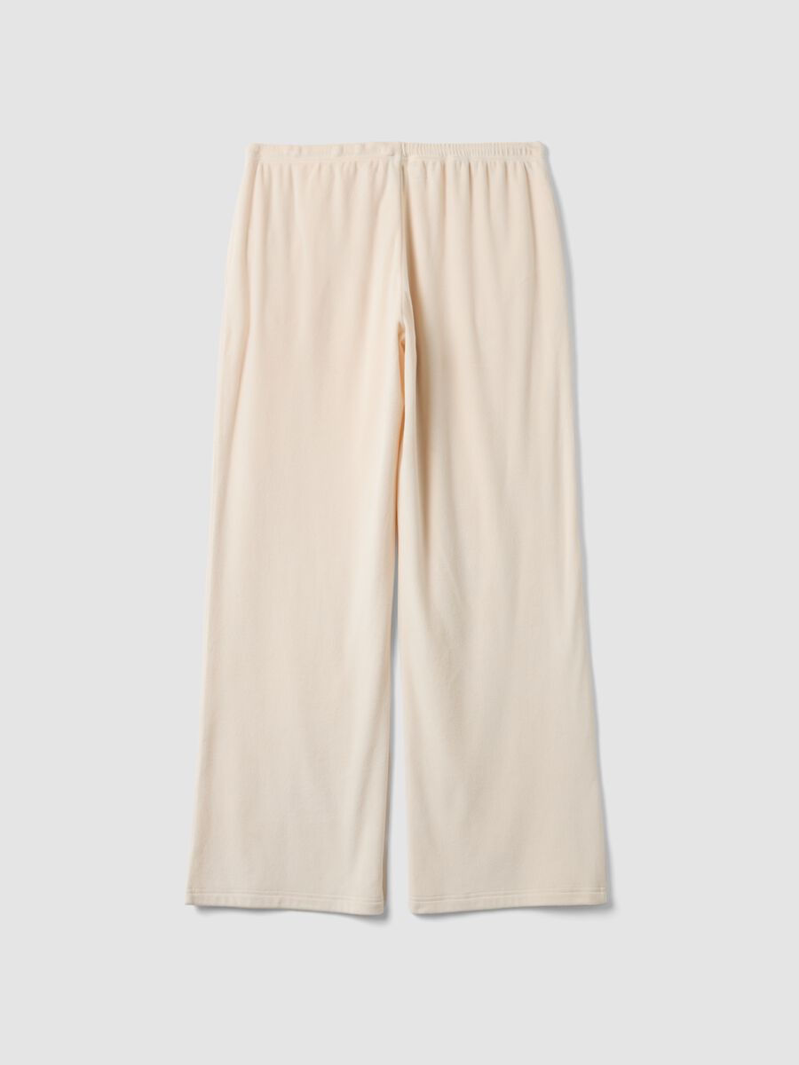 White stretch chenille pyjama trousers, regular fit_2