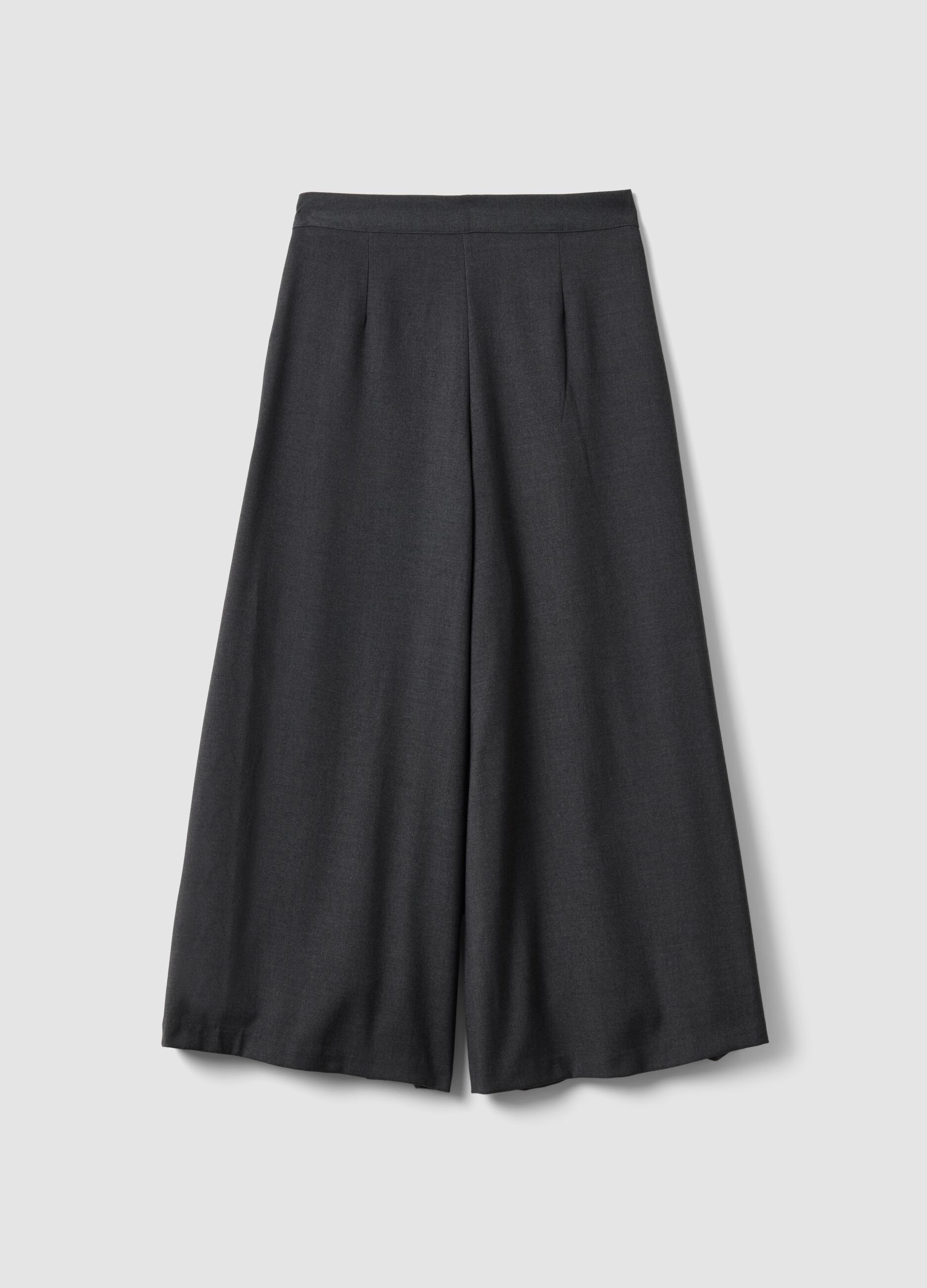Grey pleated stretch viscose culotte skirt
