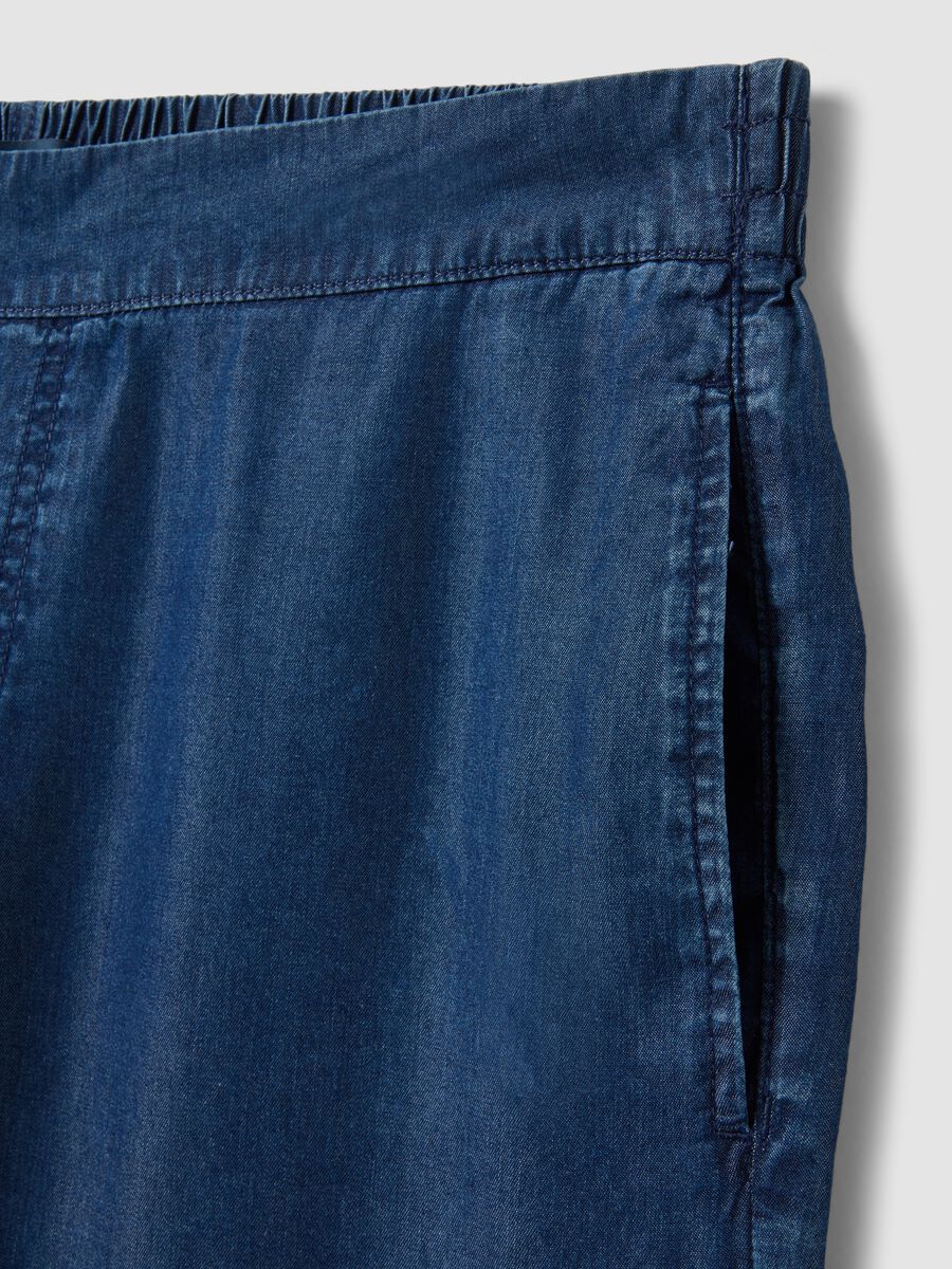 Pure Lyocell Blue Jogger Trousers with Regular Fit_5