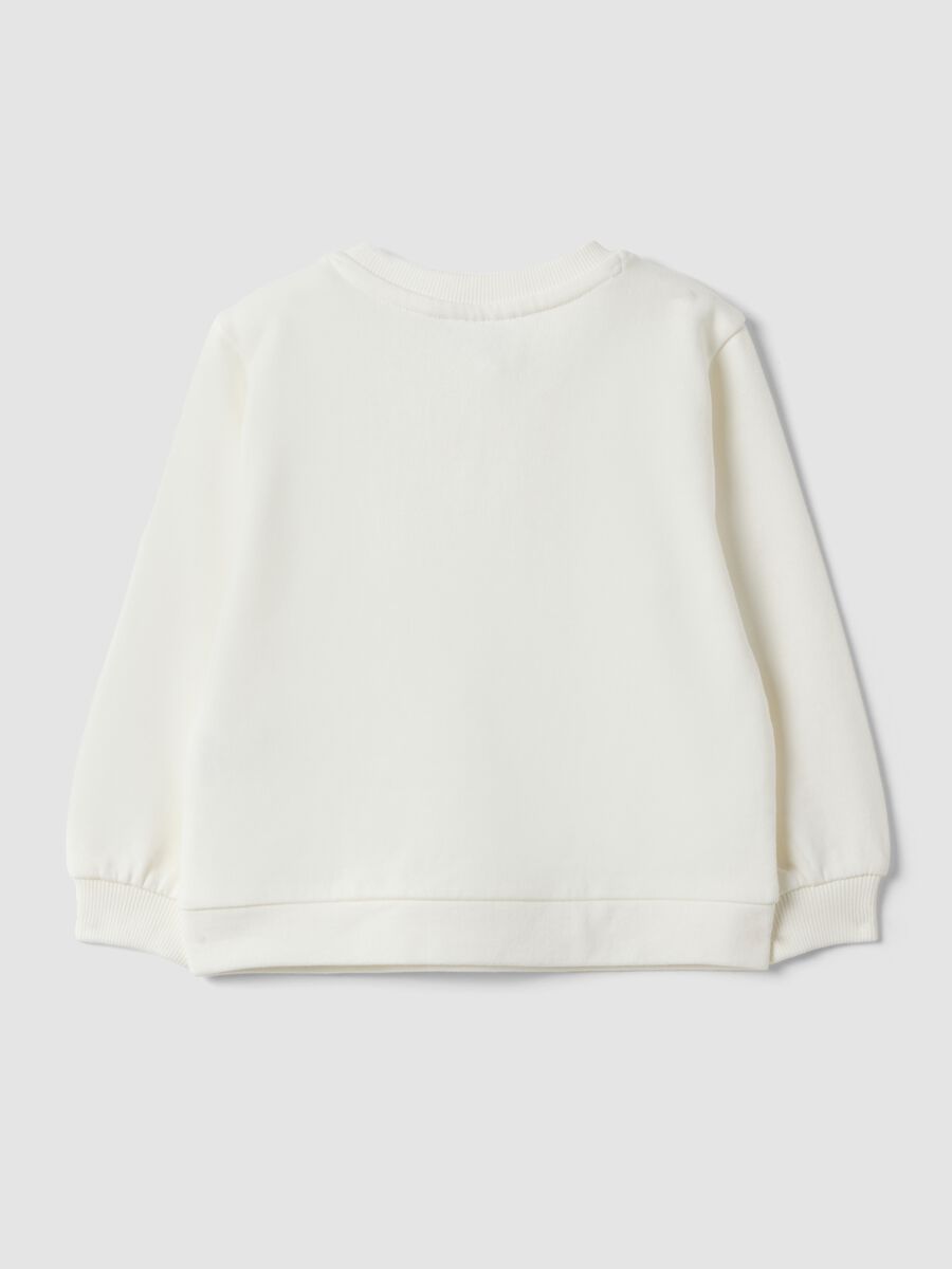 White pure cotton sweatshirt with bow print for baby girl_1