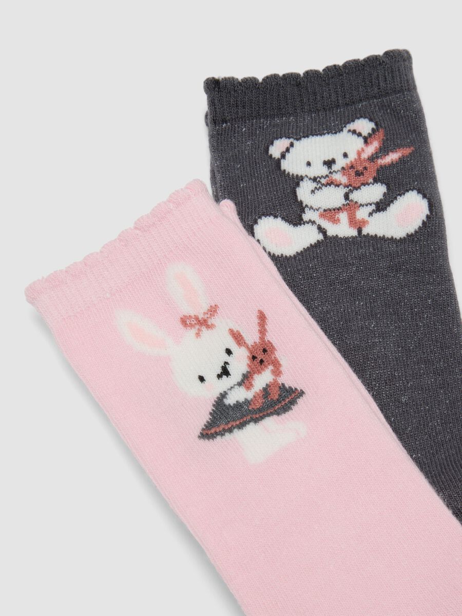 Tripack di calze lunghe rosa in cotone organico elasticizzato_1