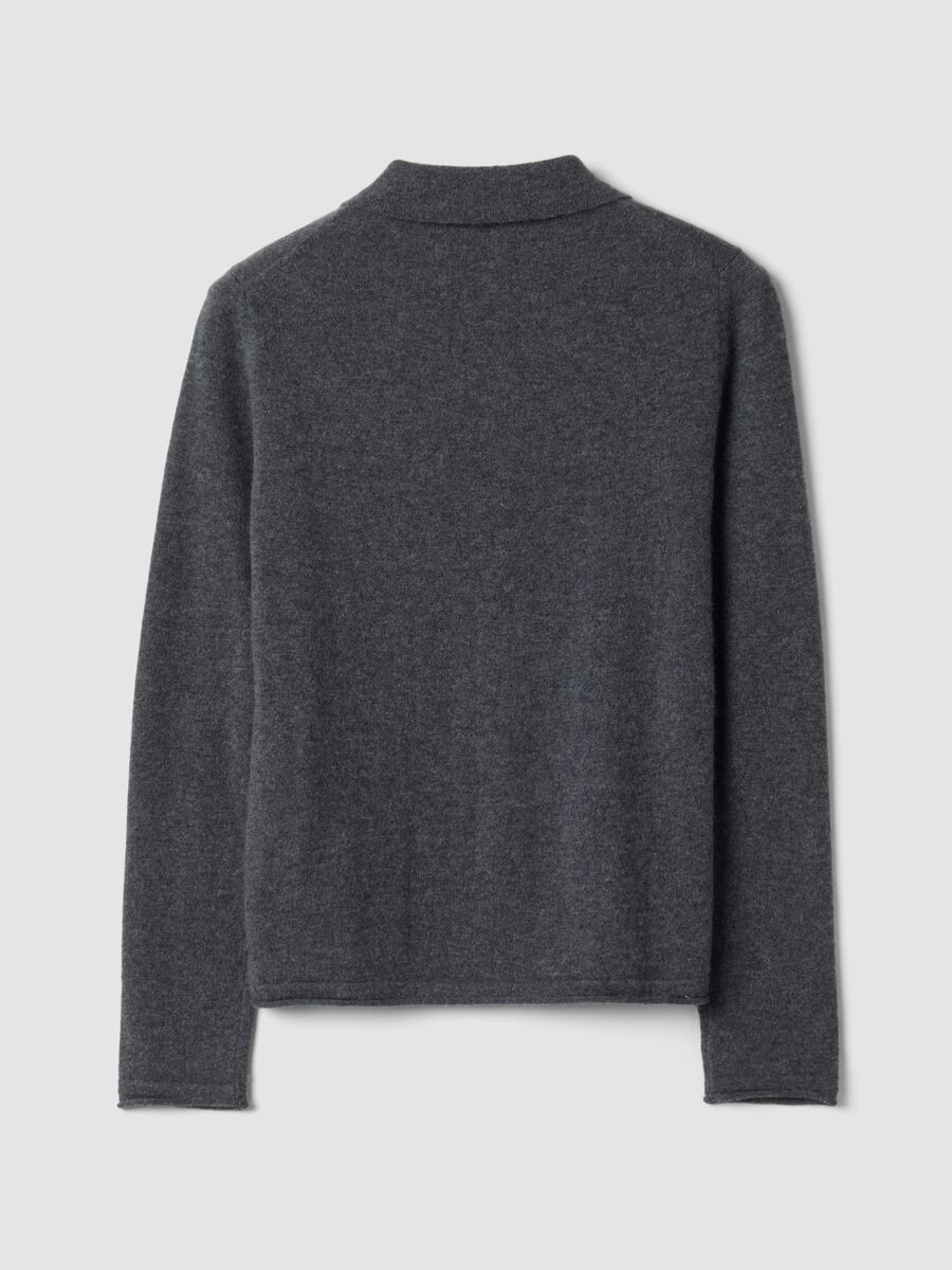 Grey marl pure cashmere polo-collar jumper, regular fit_1