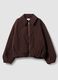 Giacca marrone regular fit con zip e collo ampio_4