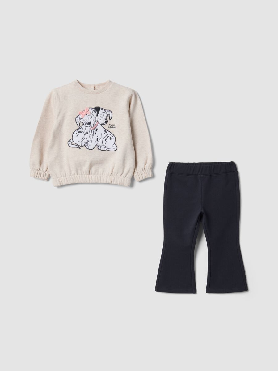 Beige and black organic cotton-blend set with 101 Dalmatians print_0