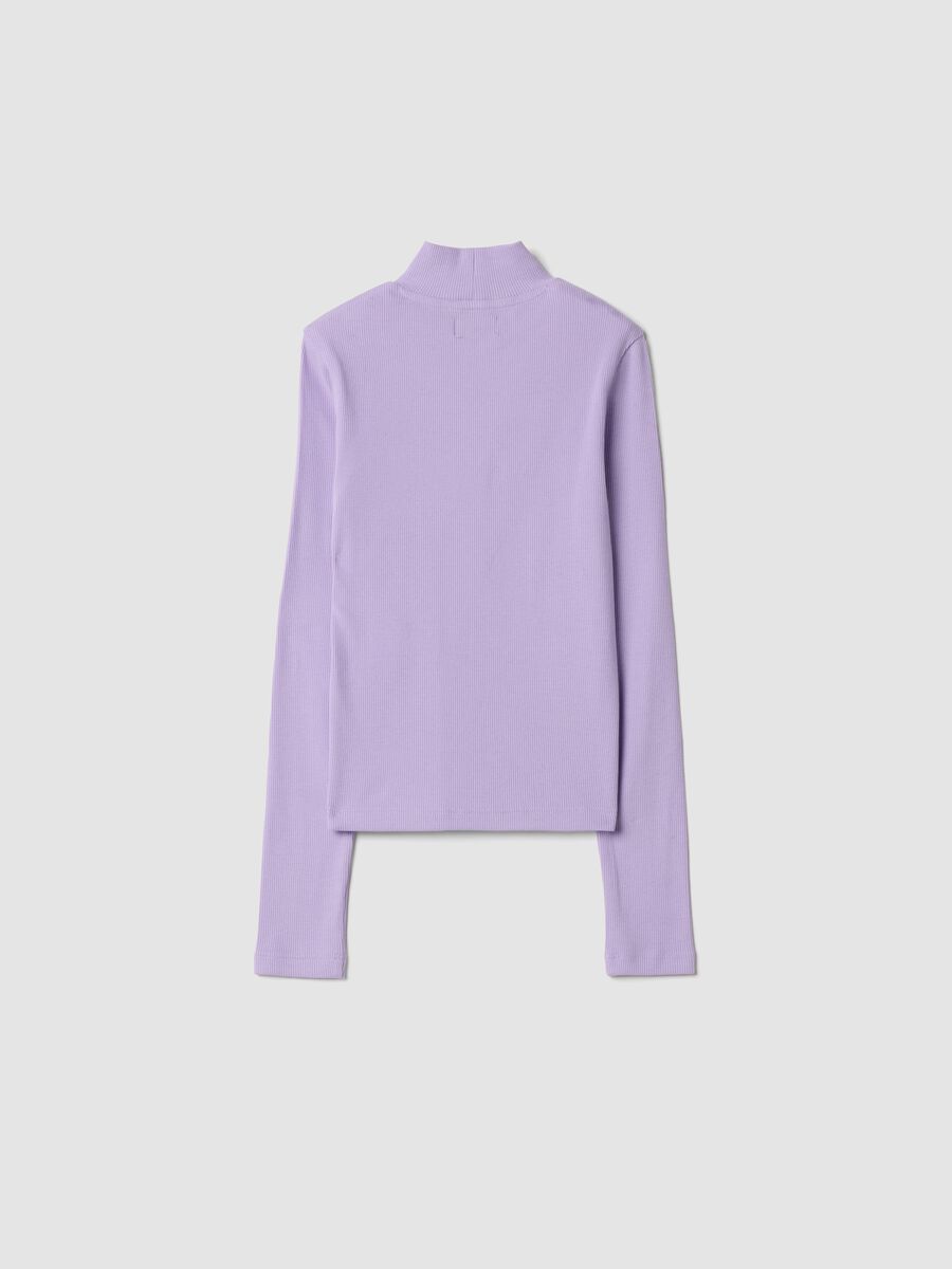 Purple slim-fit ribbed stretch organic cotton T-shirt_1