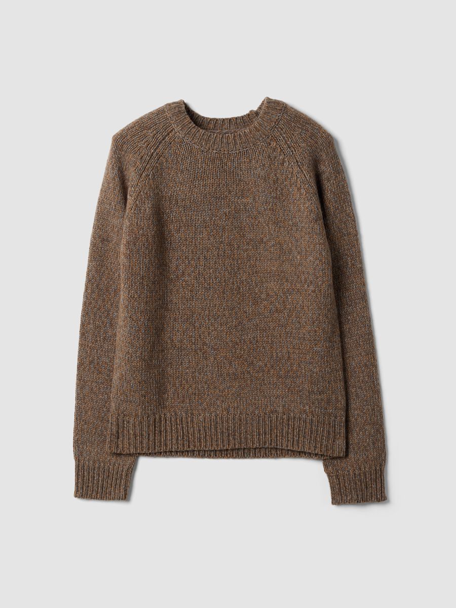 Brown wool-blend crew-neck jumper_0