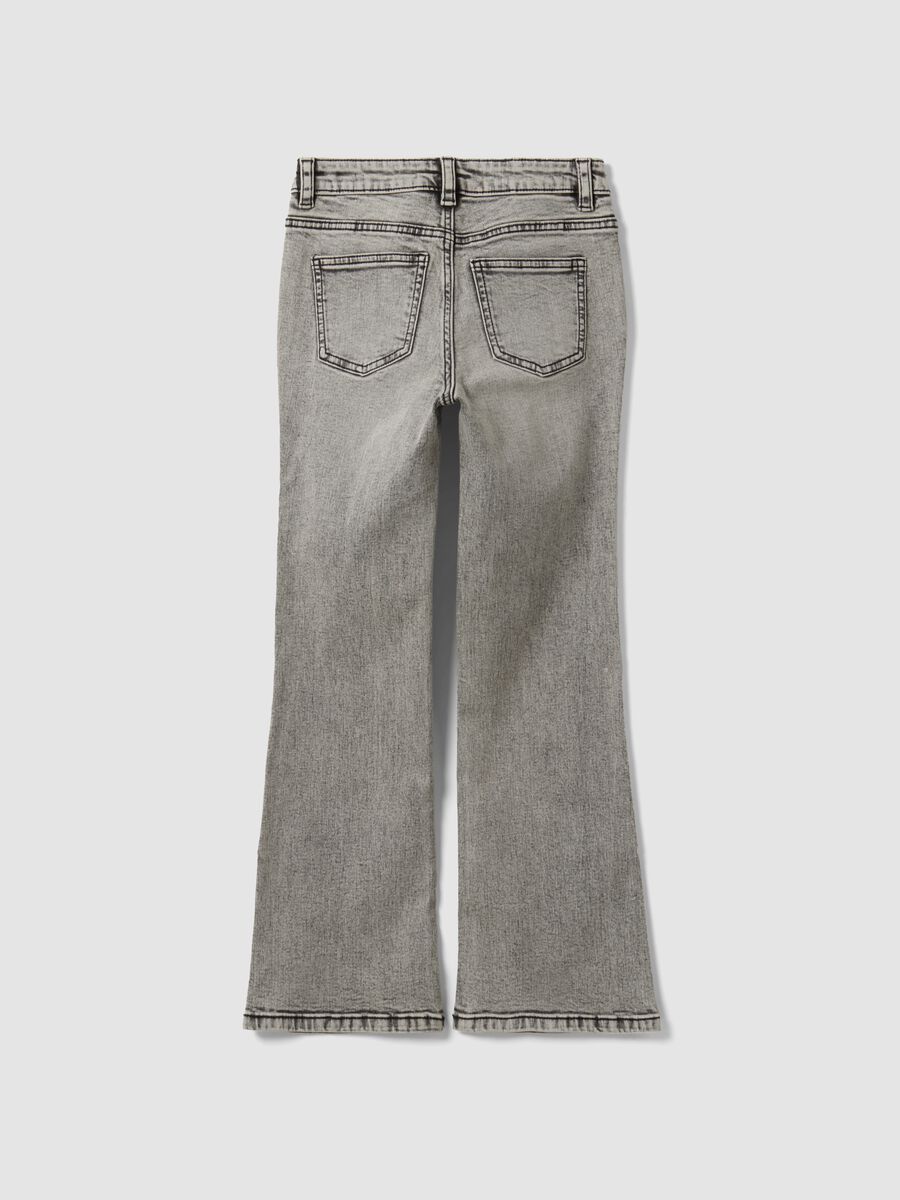 Girls&rsquo; grey flared jeans in stretch cotton_5