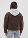 Brown cotton-blend jacket with contrast collar for girls_2