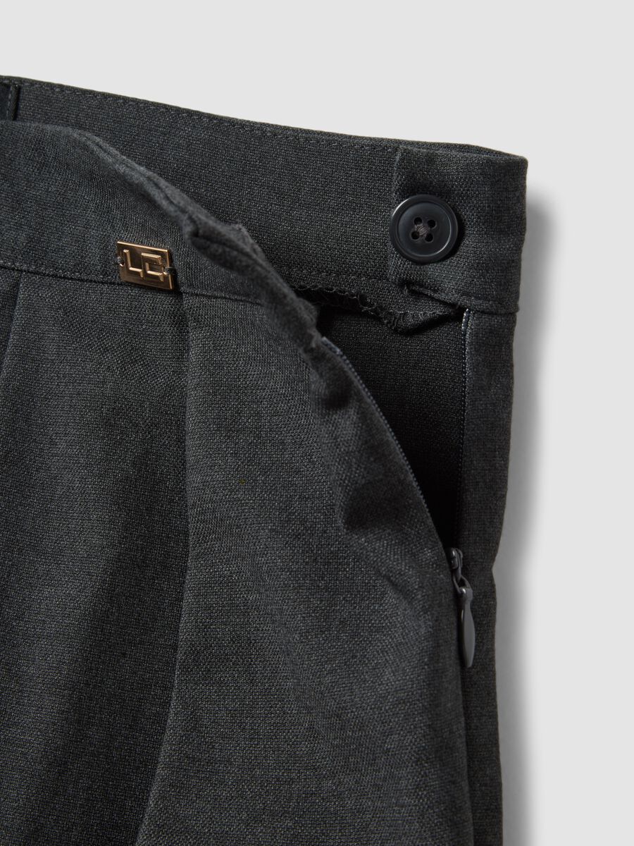 Grey pleated stretch viscose culotte skirt_1