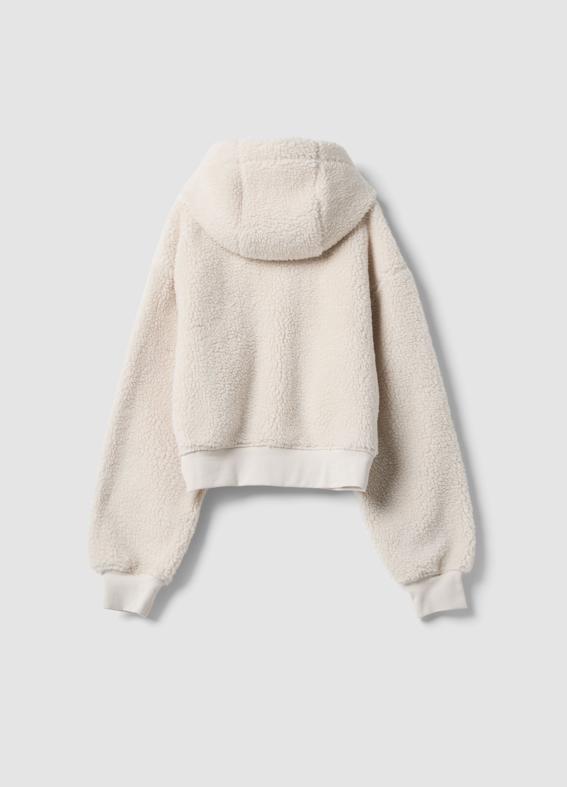 White full-zip teddy-effect hooded sweatshirt ALTAVIA STUDIO