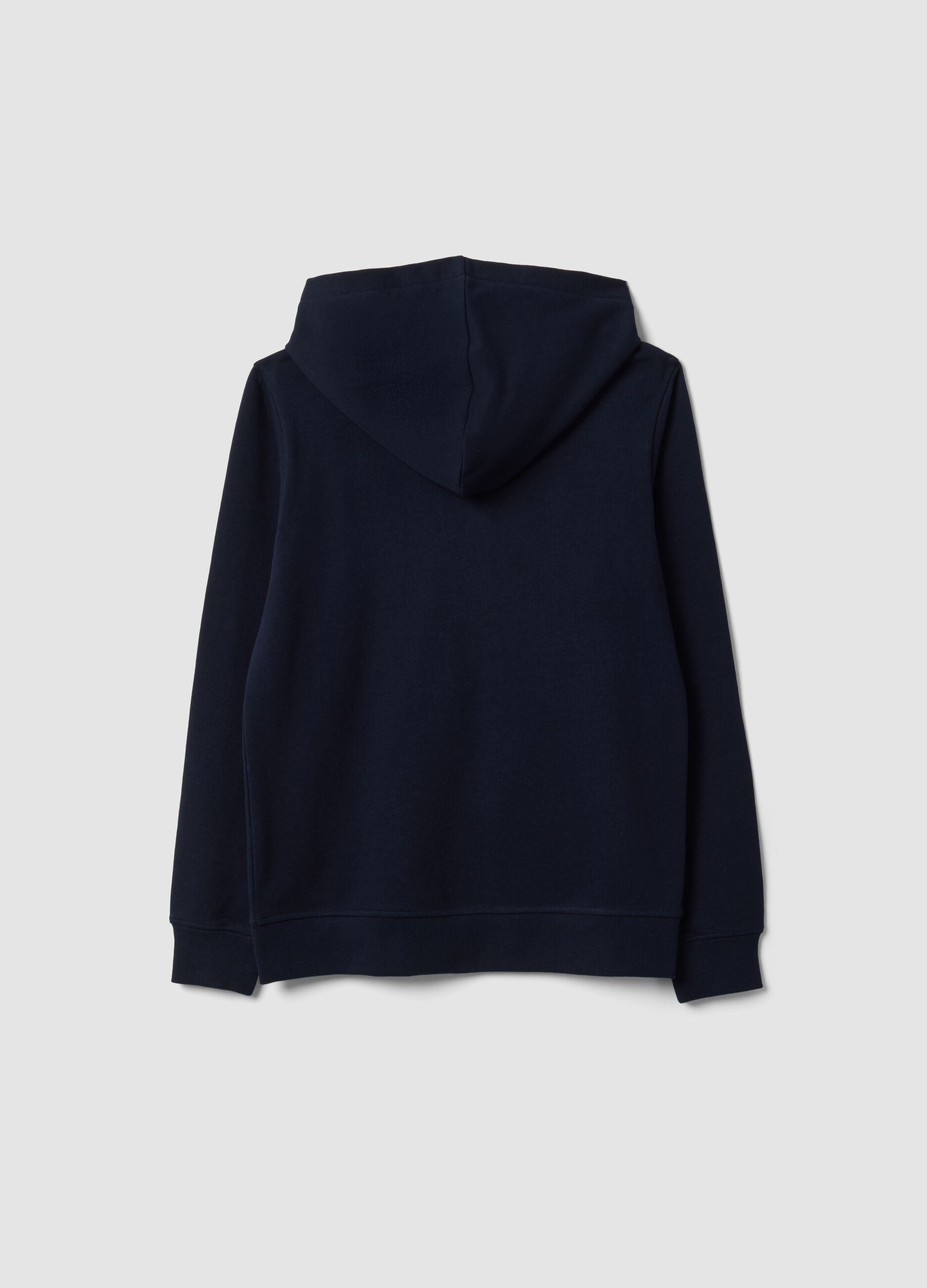Blue hooded sweatshirt in pure organic cotton, regular fit for boys