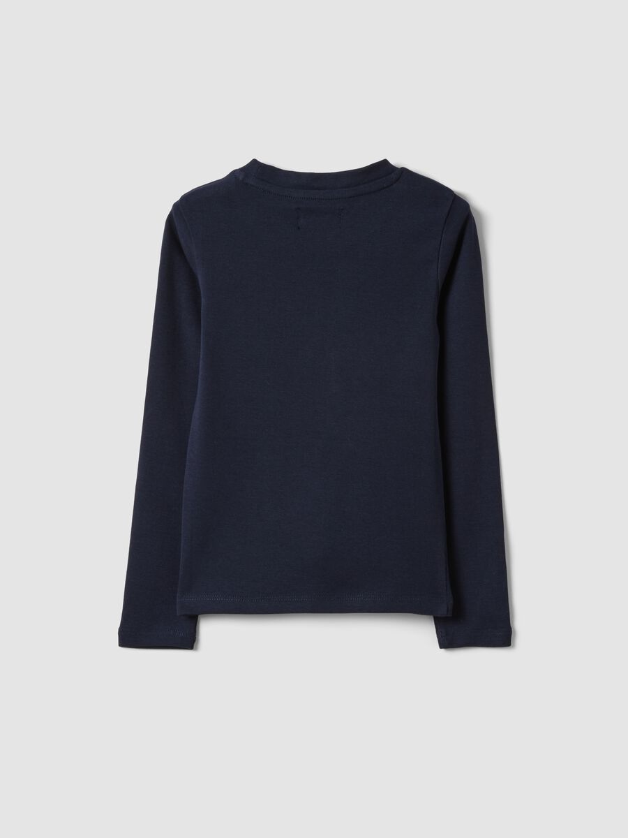 Blue stretch organic cotton printed T-shirt for girls_1