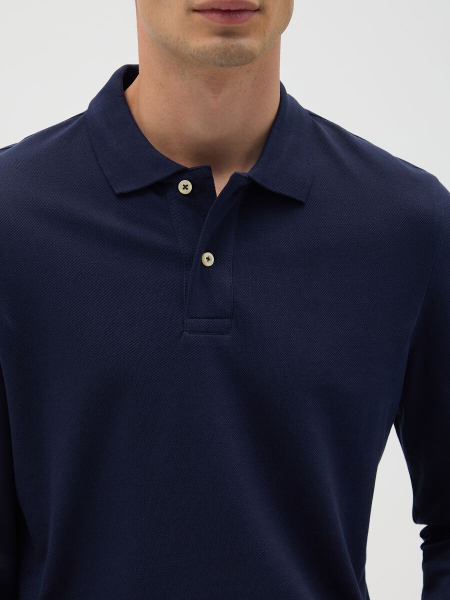 Men's Regular Fit Blue Cotton Polo Shirt_3