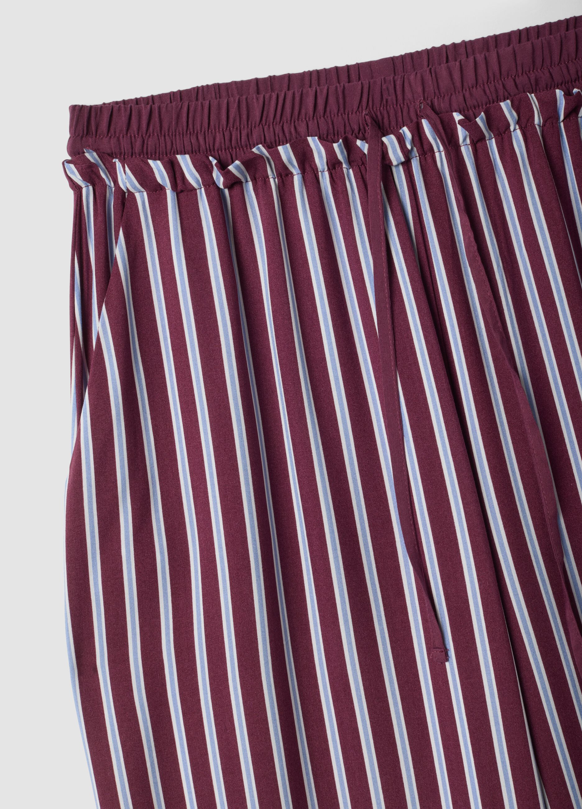 Purple pure viscose striped pyjama trousers