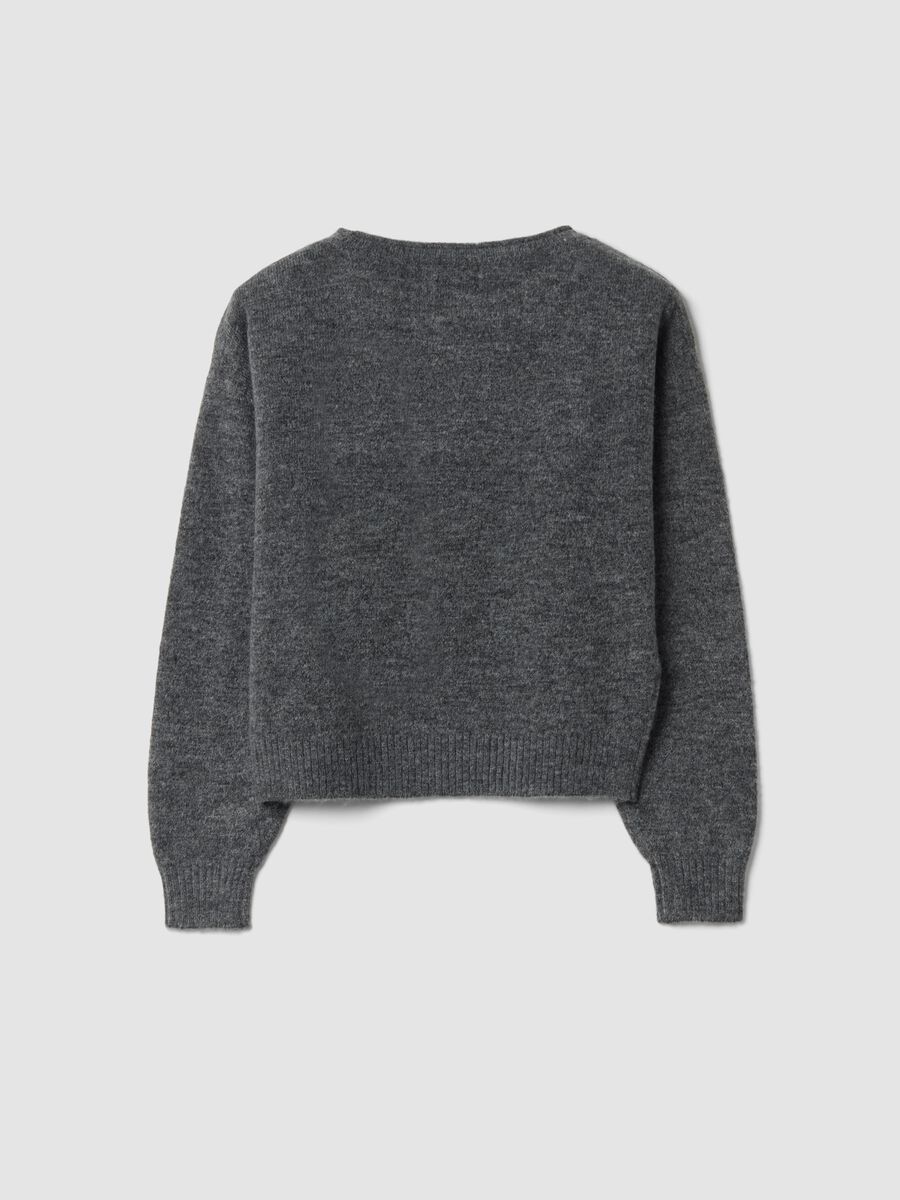 Grey stretch wool jumper with oversized boat neck_1