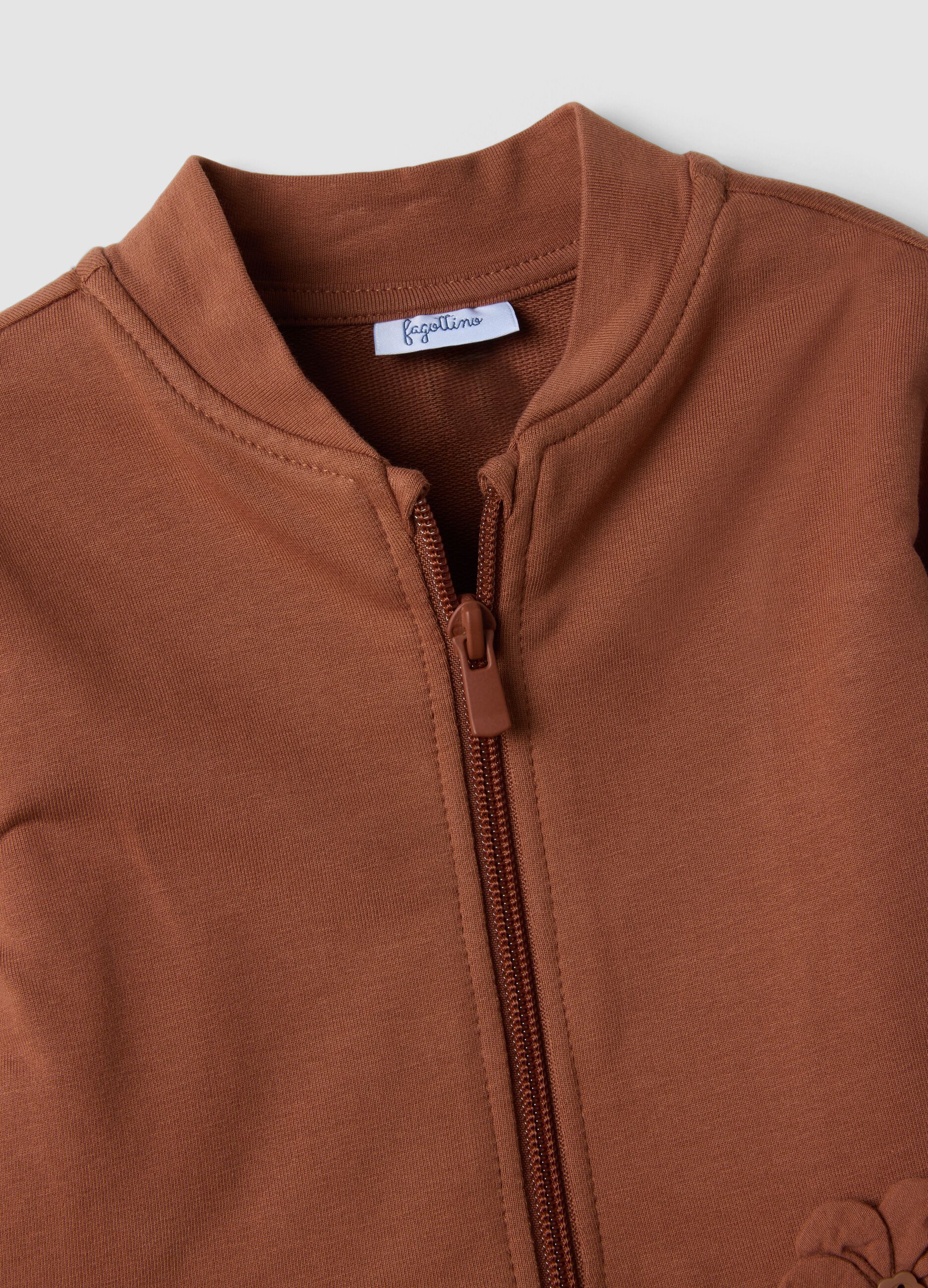Brown stretch cotton set with crew neck