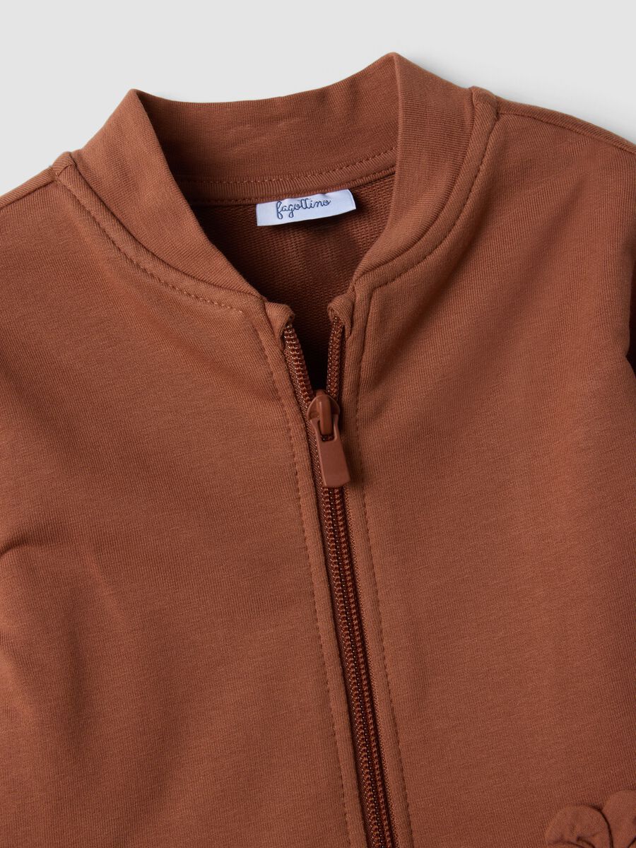 Brown stretch cotton set with crew neck_1