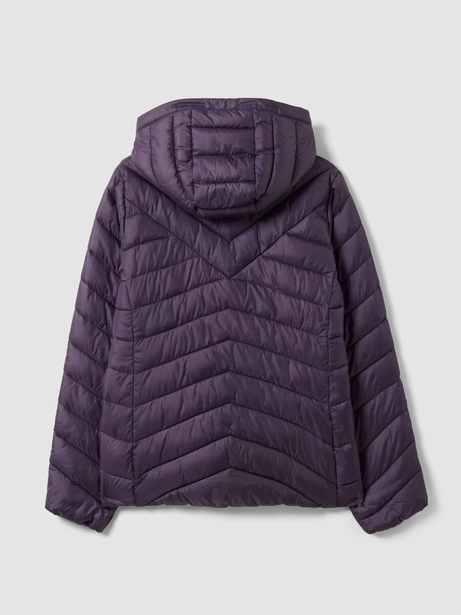 Purple Ultralight Quilted Jacket with Hood and Zip_5