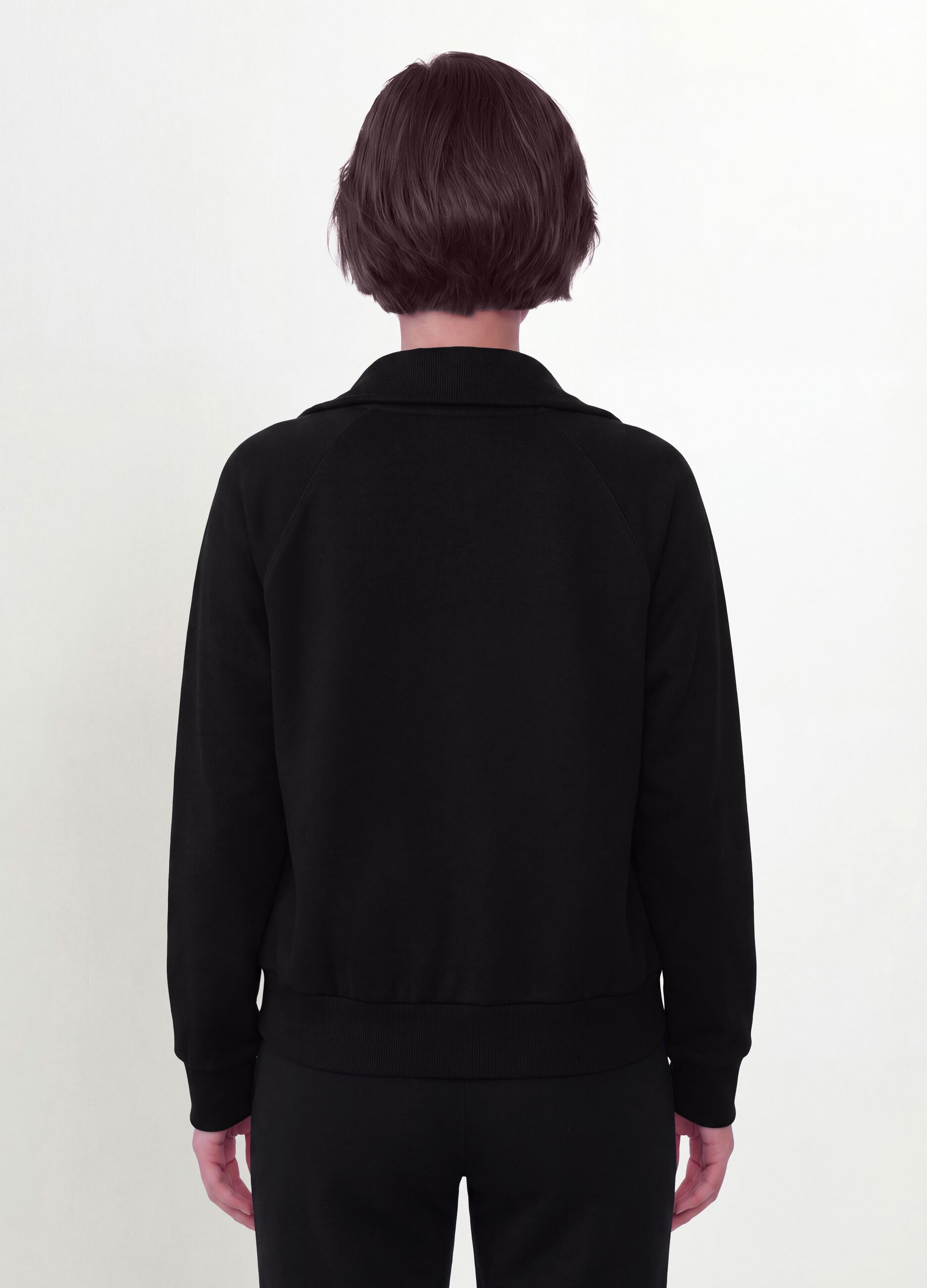 Black stretch viscose sweatshirt with roll neck, regular fit