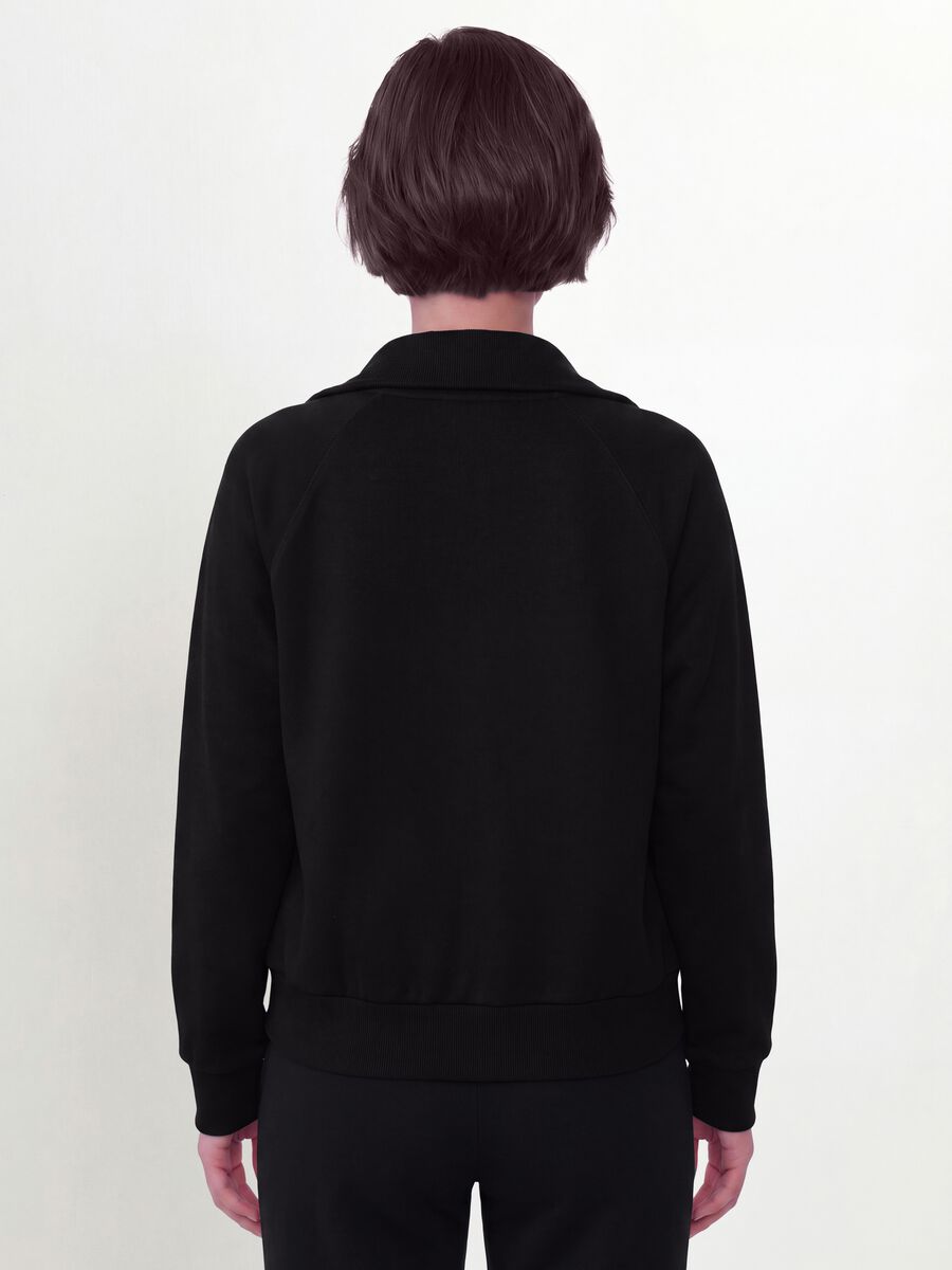 Black stretch viscose hoodie with turtleneck collar, regular fit_3