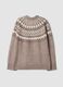 Beige jacquard crew-neck jumper, regular fit_2
