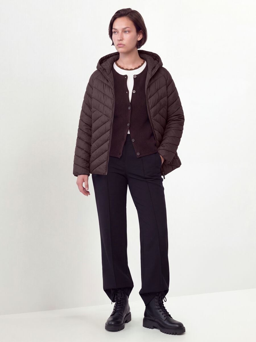 Purple Ultralight quilted jacket with hood and zip, regular fit_2