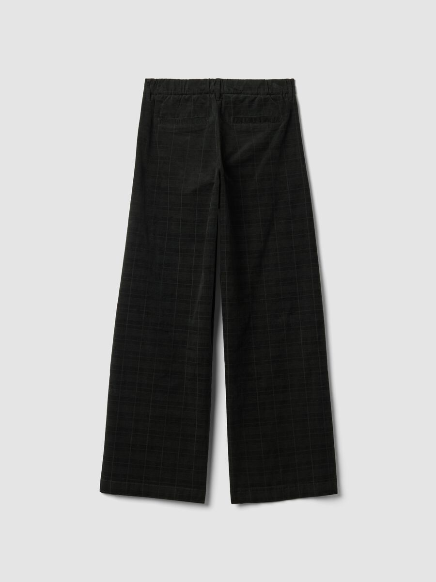 Black wide-leg stretch cotton trousers_2