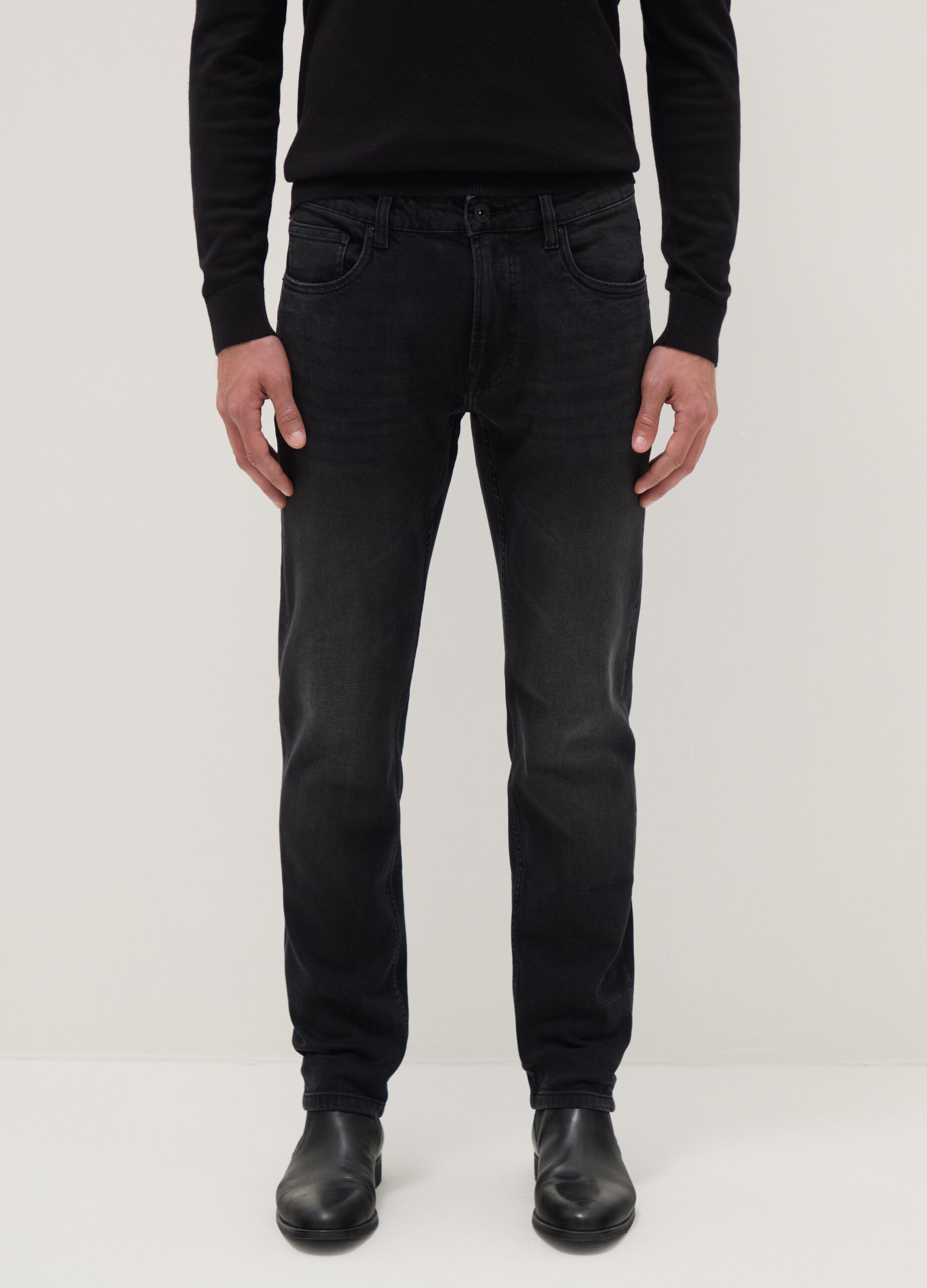 Black slim fit stretch cotton jeans