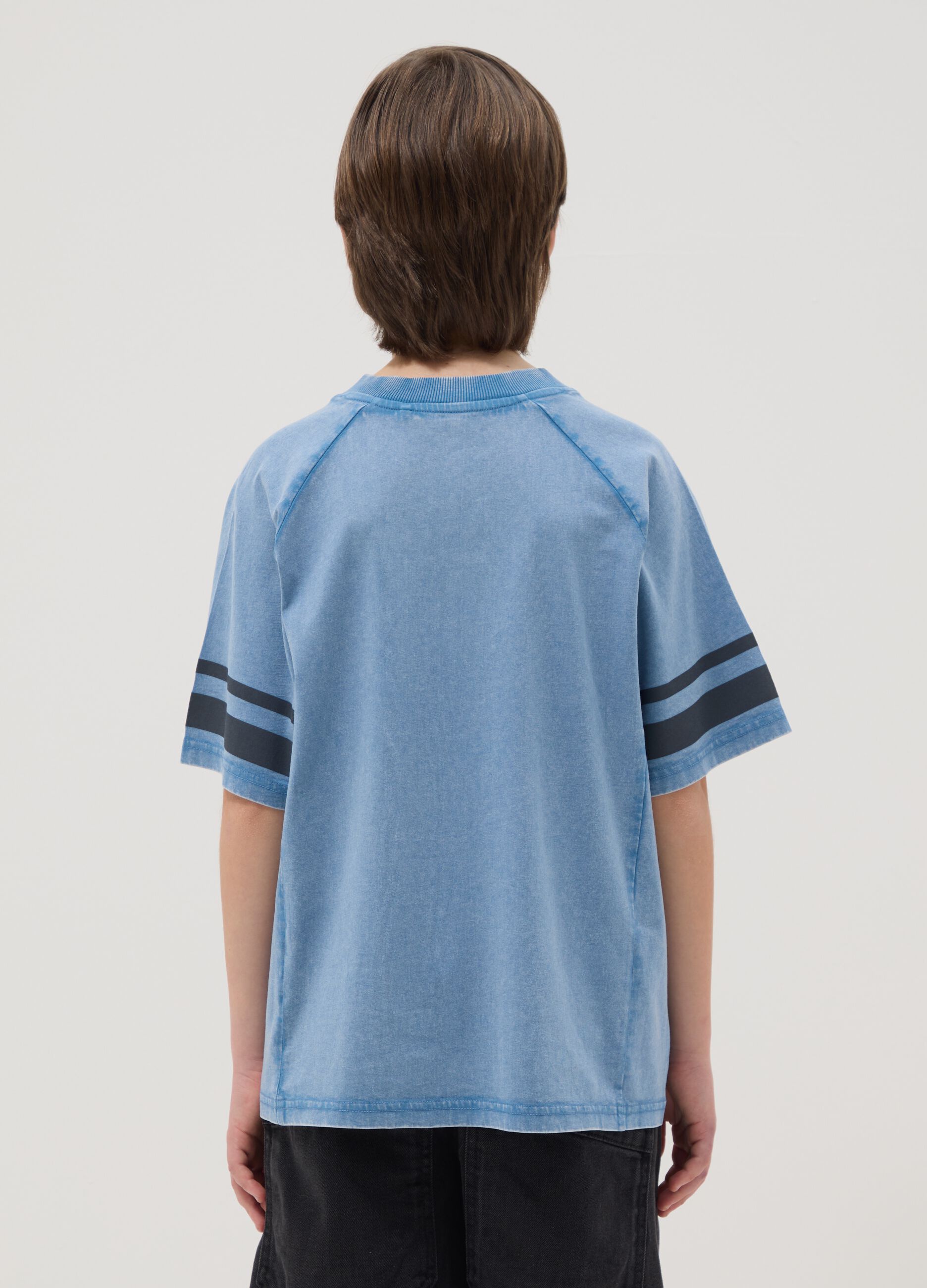 Boys' blue pure cotton regular fit t-shirt with print