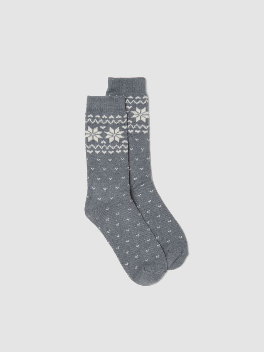 Grey melange jacquard stretch-fabric socks_0